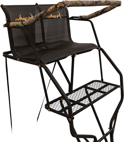 Muddy Double Droptine Deer Hunting Ladderstand, 2 Person | Climbing Tree Stand with Flex-Tek Seat and Padded Adjustable Shooting Rail in Kuwait