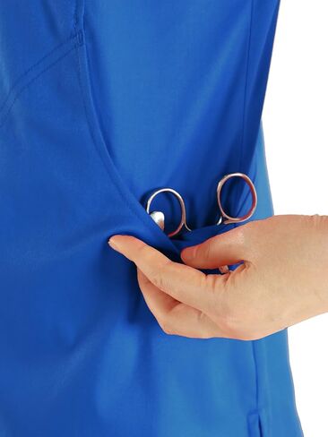 Scrubs for Women Set, Medical Uniform V-Neck Stretch Top & Straight Pants,Elastic Waistband,4 Pockets in Saudi Arabia