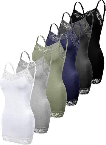 Bencailor 6 Pcs Women's Long Tank Tops, Long Camisole Workout Tops for Adjustable Spaghetti Strap Women Camis Undershirts in Kuwait