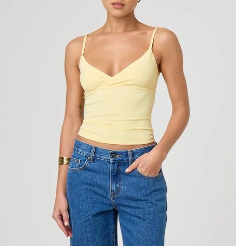Giraropa Women Summer Basic Cami Shirt Sexy Sleeveless Spaghetti Strap V Neck Tank Top Y2K Slim Fit Going Out Crop Tops in Saudi Arabia