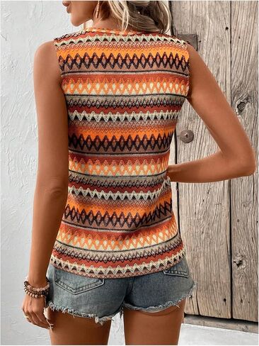 Soly Hux Women's Summer Boho Tank Tops Geo Print Oclessedress Crewneck in Kuwait