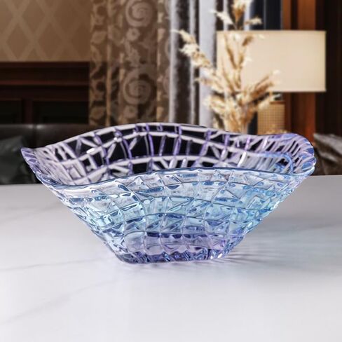 Blue Glass Salad/Fruit Bowl, Decorative Crystal Bowl for Centerpiece Decor, 6.7 IN in Saudi Arabia