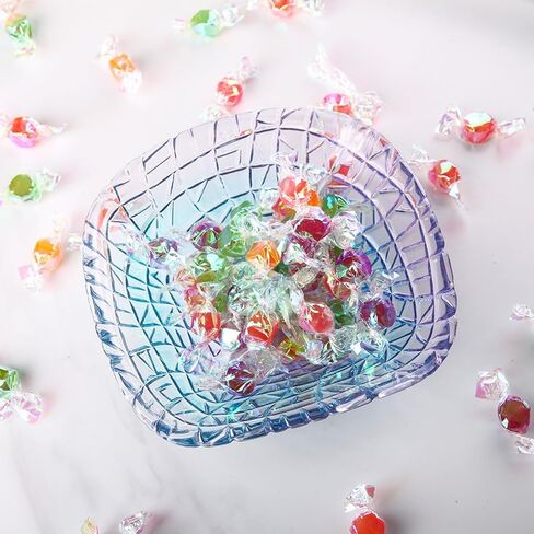Blue Glass Salad/Fruit Bowl, Decorative Crystal Bowl for Centerpiece Decor, 6.7 IN in Saudi Arabia