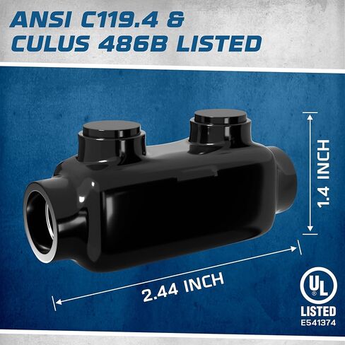 OHLECTRIC - Black Insulated Inline Splice Connector, Wire Range 2-14, Allen Hex 5/32 - Electric Connector and Wire Connector for Insulated Mechanical for Professionals - OL-38486 in Kuwait