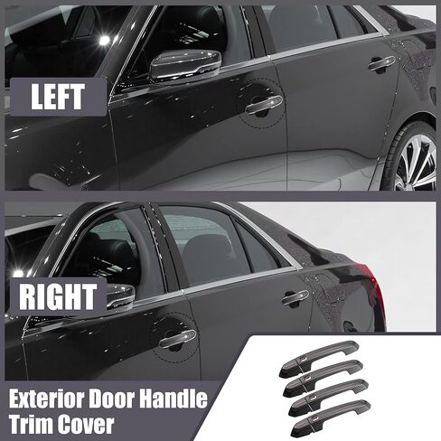 X AutoHaux الخارجي خارج مقبض الباب مجموعة أدوات خلفية أمامية يمين اليسار ل Cadillac XT4 XT5 XT6 CT4 CT6 CTS ATS XTS 2013-2021 Gloss Black in Saudi Arabia