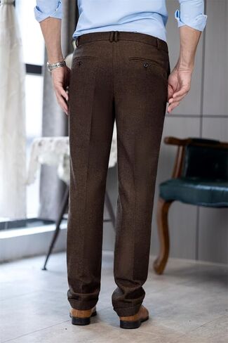 Mens Vintage Tweed Dress Pants Slacks Trousers Regular Fit Suit Pants for Men in Saudi Arabia