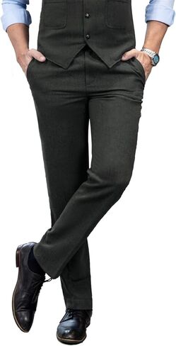 Mens Vintage Tweed Dress Pants Slacks Trousers Regular Fit Suit Pants for Men in Saudi Arabia