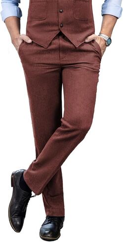 Mens Vintage Tweed Dress Pants Slacks Trousers Regular Fit Suit Pants for Men in Saudi Arabia
