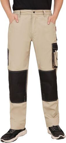 WORK IDEA Men's Rugged Work Pants Canvas Cargo Pants with Knee Pad Pockets in Kuwait