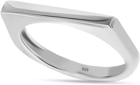 LeCalla 925 Sterling Silver Bar Ring for Women | Silver Ridge Ring Signet Style Classic Simple Plain Wedding Band Engagement Ring | Women's Statement Stackable Ring(Sizes 6-8No.) in Saudi Arabia