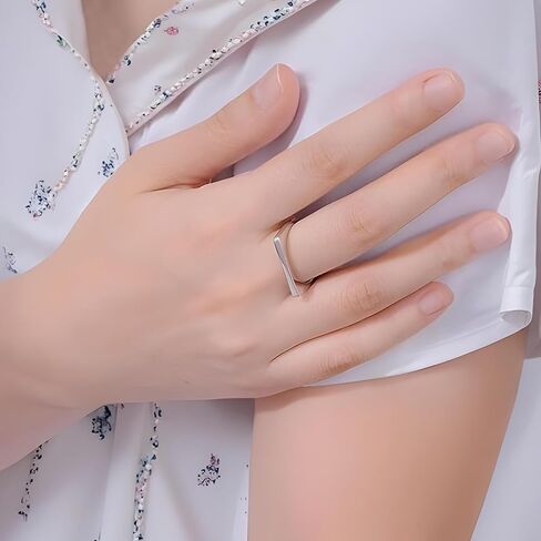 LeCalla 925 Sterling Silver Bar Ring for Women | Silver Ridge Ring Signet Style Classic Simple Plain Wedding Band Engagement Ring | Women's Statement Stackable Ring(Sizes 6-8No.) in Saudi Arabia