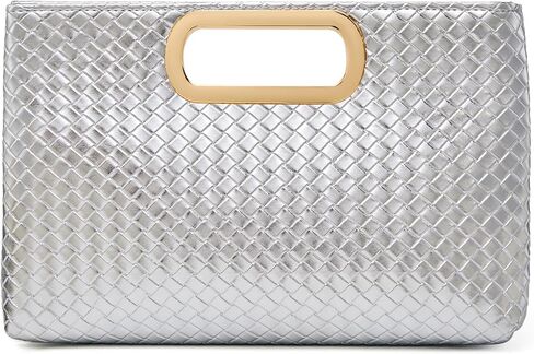 Women's Woven Evening Bag Casual Leather Shoulder Handbag Fashion Clutch Purse in Saudi Arabia
