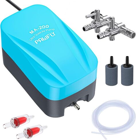 Pawfly Aquarium 40 GPH Compact Air Pump Quiet Oxygen Aerator Pump with Air Stone Airline Tubing and Check Valve Accessories for 5-20 Gallon Buckets and Fish Tanks in Saudi Arabia
