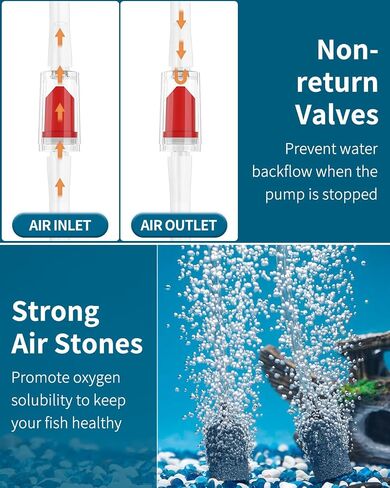 Pawfly Aquarium 40 GPH Compact Air Pump Quiet Oxygen Aerator Pump with Air Stone Airline Tubing and Check Valve Accessories for 5-20 Gallon Buckets and Fish Tanks in Saudi Arabia