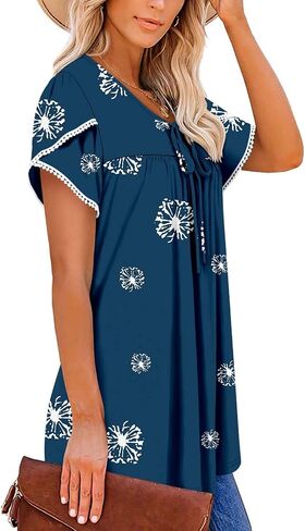 BETTE BOUTIK Womens Summer Tops Corded Short Sleeve Tunic Shirts Pleated Crewneck Corded Tops Blouses S-3XL in Kuwait