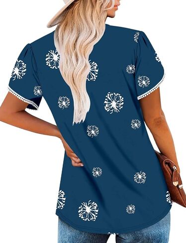 BETTE BOUTIK Womens Summer Tops Corded Short Sleeve Tunic Shirts Pleated Crewneck Corded Tops Blouses S-3XL in Kuwait