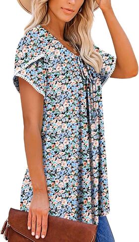 BETTE BOUTIK Womens Summer Tops Corded Short Sleeve Tunic Shirts Pleated Crewneck Corded Tops Blouses S-3XL in Kuwait