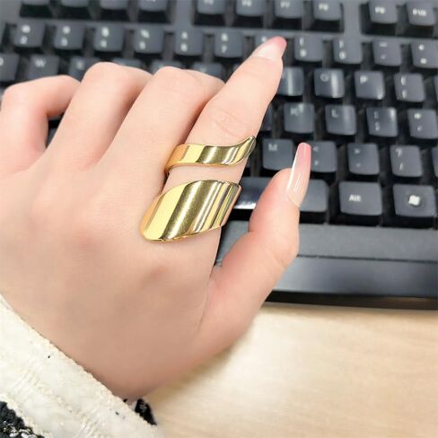 DTJA Twisted Twisted Ringing Ring for Women Gold Plated Stains Stains Stail Fashion Spiral Open Band Rings Finger Fut in Kuwait