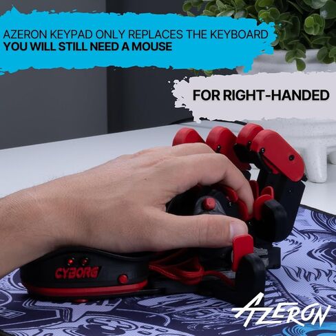 AZERON Cyborg Gaming Keypad – One Handed for PC – with Analog Thumbstick and 29 Programmable Keys – 3D Printed Customized – for Righties (Galaxy Purple) in Saudi Arabia