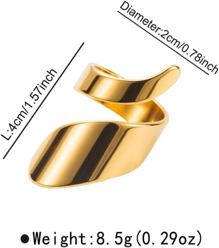 DTJA Twisted Twisted Ringing Ring for Women Gold Plated Stains Stains Stail Fashion Spiral Open Band Rings Finger Fut in Kuwait
