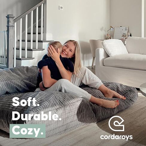 كوردارويز وسادة اصطدام حسية من قماش كوردروي للاطفال والكبار، سجادة اصطدام للاطفال مع حشوة اسفنجية ناعمة، رمادي in Kuwait