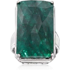 Ross-Simons 20.00 Carat Emerald Ring in Sterling Silver. Size 7