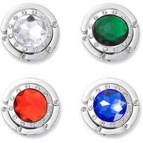 4 PCS Handbag Hooks for Tables,Portable Hook,for Purse Bag Hanger Portable Handbag Folding Hanger Holder Hook for Hanging Crystal Alloy Magic Hooks(4 Colors)