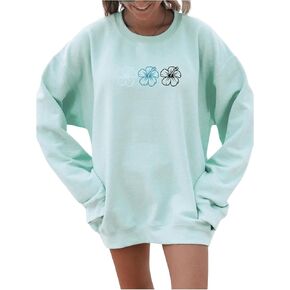 SweatyRocks Women's Floral Print Sweatshirts Casual Loose Crewneck Lightweight Pullover Tops