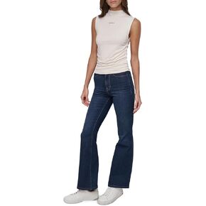 DKNY Women's Ruched Versatile Trendy Everyday Top, Eggnog Silver