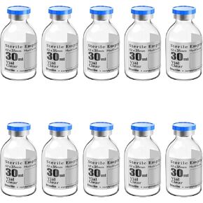 Biocomma 4pcs 100ml Sterile Empty Vial with Plastic Aluminum Flip Off Caps，Penicillin Bottle 20mm Crimp Top Sterile Transparent Borosilicate Lab Sample Vial (Transparent) in Kuwait