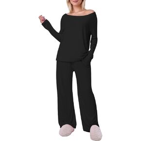 Womens Pajama Sets Casual Long Sleeve Lounge Sets Comfy Soft Cozy Pullover Tops