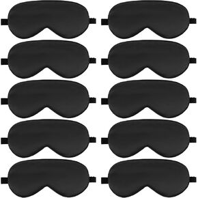 10 Pcs Sleep Mask, Natural Silk Eye Mask Cover 3D Adjustable Strap Sleeping Mask Comfortable Soft Elastic Bands Eye Shade Cover for Travel Sleeping All Night Sleep