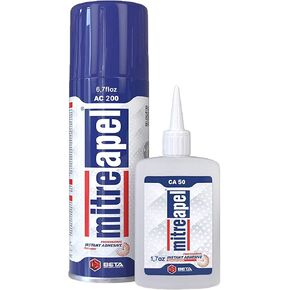 غراء MITREAPEL Super CA (3 × 1.7 أونصة) مع منشط لاصق بالرش (3 × 6.7 أونصة سائلة) غراء Ca مع منشط للخشب والبلاستيك والمعادن والجلود والسيراميك - غراء سيانوأكريليت للحرف اليدوية والبناء (3 قطع) in Kuwait