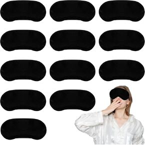 12 Pcs Sleep Eye Masks Blindfold for Party Games, Black Sleep Mask Set Travel Sleeping Eye Cover with Adjustable Elastic Strap Blind Folds for Game, Travel Sleeping