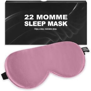 Silk Sleep Mask 100% 22 Momme Mulberry, Sleep Eye Mask for Women Men, Blackout Blindfold with Adjustable Strap, Side Sleeper Eye Cover, Soft Eyeshade Filled with Premium Mulberry Silk (Pink)
