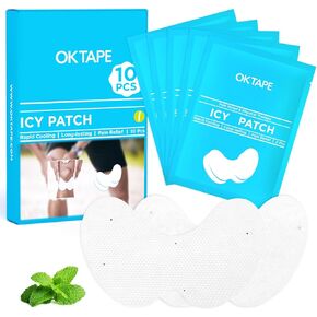 OK TAPE Cooling Patch for Knee Pain & Sprain, Soft Gel Patch with Menthol and Hydrogel Tech, Instant Relief from Discomfort, 10 Count (5.5in x 3.5in)