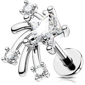 OUFER Cute Star Cartilage Jewelry, 16G Internally Threaded Flat Back Piercings Silver Helix Cartilage Tragus Piercing Jewelry