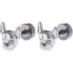 20G Cute Puppy French Bulldog Cartilage Stud Earrings for Women Men Small Conch Helix Tragus Earrings Studs Stainless Steel Cartilage Piercing Jewelry