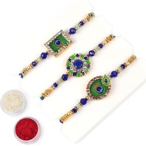مجموعة تصميم العين الشريرة من 3 Rakhi للأخ Rakhi Thread ، Rakhi للأخت ، Raksha Bandha هدية لأخيك ، سوار Rakhi للأخوة المحبة ، الأب ، بهابهي ، بهايا (التصميم 3)
