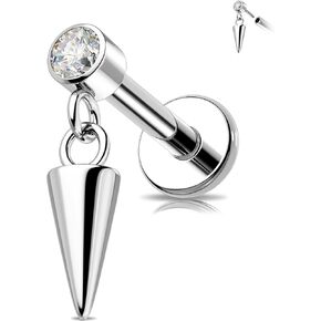 Melighting 16g Titanium G23 Tragus Piercing Pushless Push in Dangle Helix Stud Ring Clay CZ CZ Conch ropring ropring ropring for women 6/8 mm