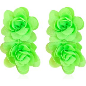 Big Flower Drop Earrings for Women Long Fabric Floral Dangle Earrings Bohemian Exaggerated Statement
