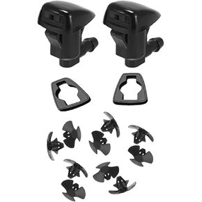 85381-AE020 Premium Wiper Washer Nozzles Fit for Toyota Sienna 2004-2010 & Solara 2004-2008 | Windshield Washer Jet Nozzle and Hood Retaining Clips Kit | Easy to Install | Ref 58118, 53326-08010