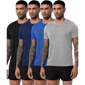 Arjen Kroos Men's Quick Dry Fit Running T-Shirts 4 Pack Activewear Gym Shirts Breathable Workout Undershirts