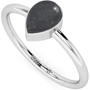 Natural Shungite Stackable Ring for Women in Sterling Silver, Scorpio, Cancer, Capricorn Zodiac Jewelry Gifts for Her (Round, Oval, Pear) in Kuwait