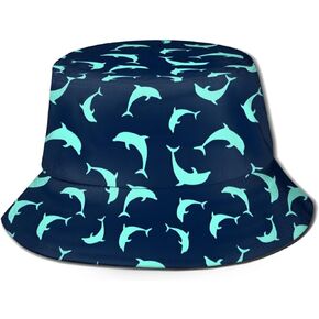 Fashion Happy Dolphin Bucket Hat Sun Protection Flag Bucket Hat Unisex Pattern Dolphin Hat