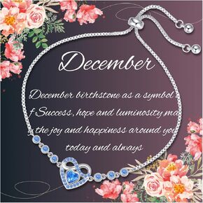 Birthstone Bracelets for Women Trendy: Infinity Heart Tennis Bracelet with Cubic Zirconia, Adjustable Silver Bracelet Christmas Mother's Day Birthday Anniversary Jewelry Gifts for Women Wife Mom