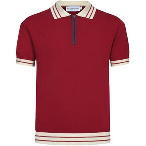 قمصان البولو للرجال في Oxknit Men Quarter Zip Knit Terts Summer Golf Polo t مع رقبة بيضاء