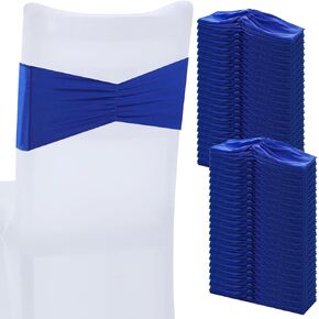 Moukeren 100 PCS Spandex Chair Sashes أقواس كرسي فرق شريط التمرير لأغلفة كرسي أغلفة كرسي مرنة علاقات الشريط ديكورات كرسي لحفل حفل الزفاف حفل عيد ميلاد (وردي فاتح)