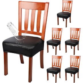 Dining Chair Covers Set of 6, 6 Pcs Stretchable Seat Covers for Chairs, Seat Cushion Protector for Kitchen Dining Room Hotel Housewarming Gifts - Coffee in Kuwait
