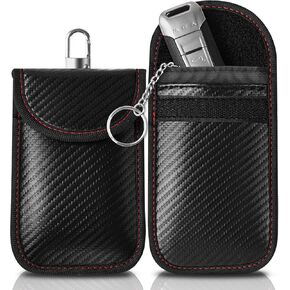 Vancle 2 Pack Faraday Bag for Car Keys, Car RFID Signal Blocking Key Fob Protector, Anti-Theft Car Security Fob Cage (Red/Red)